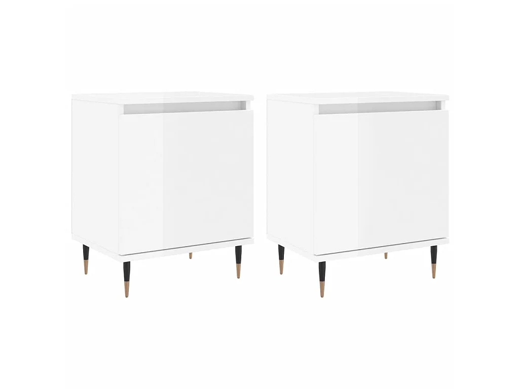 Tables de chevet 2pcs blanc brillant 40x30x50cm bois ingénierie