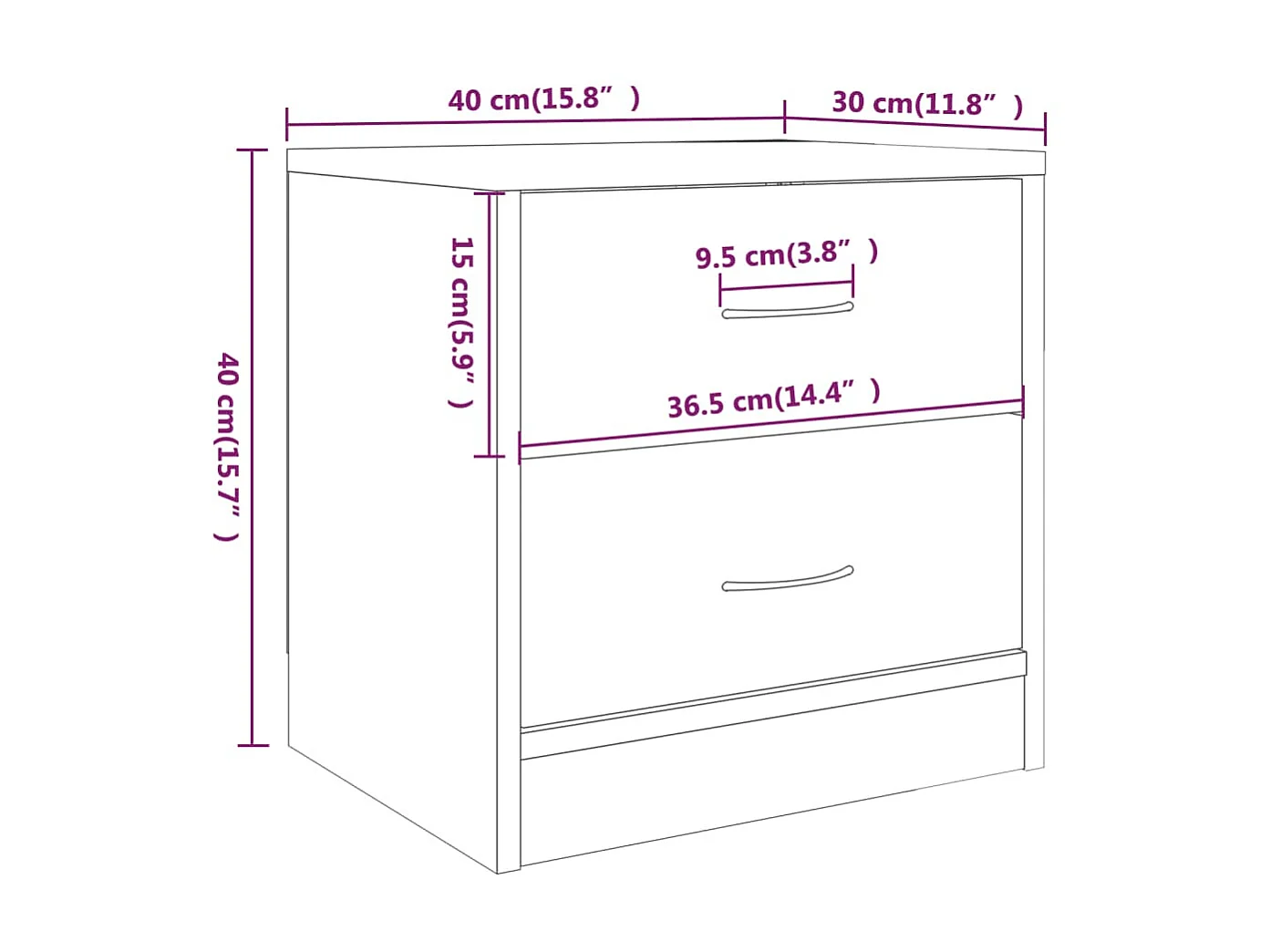 Tables de chevet 2 pcs Sonoma gris 40x30x40 cm Bois ingénierie