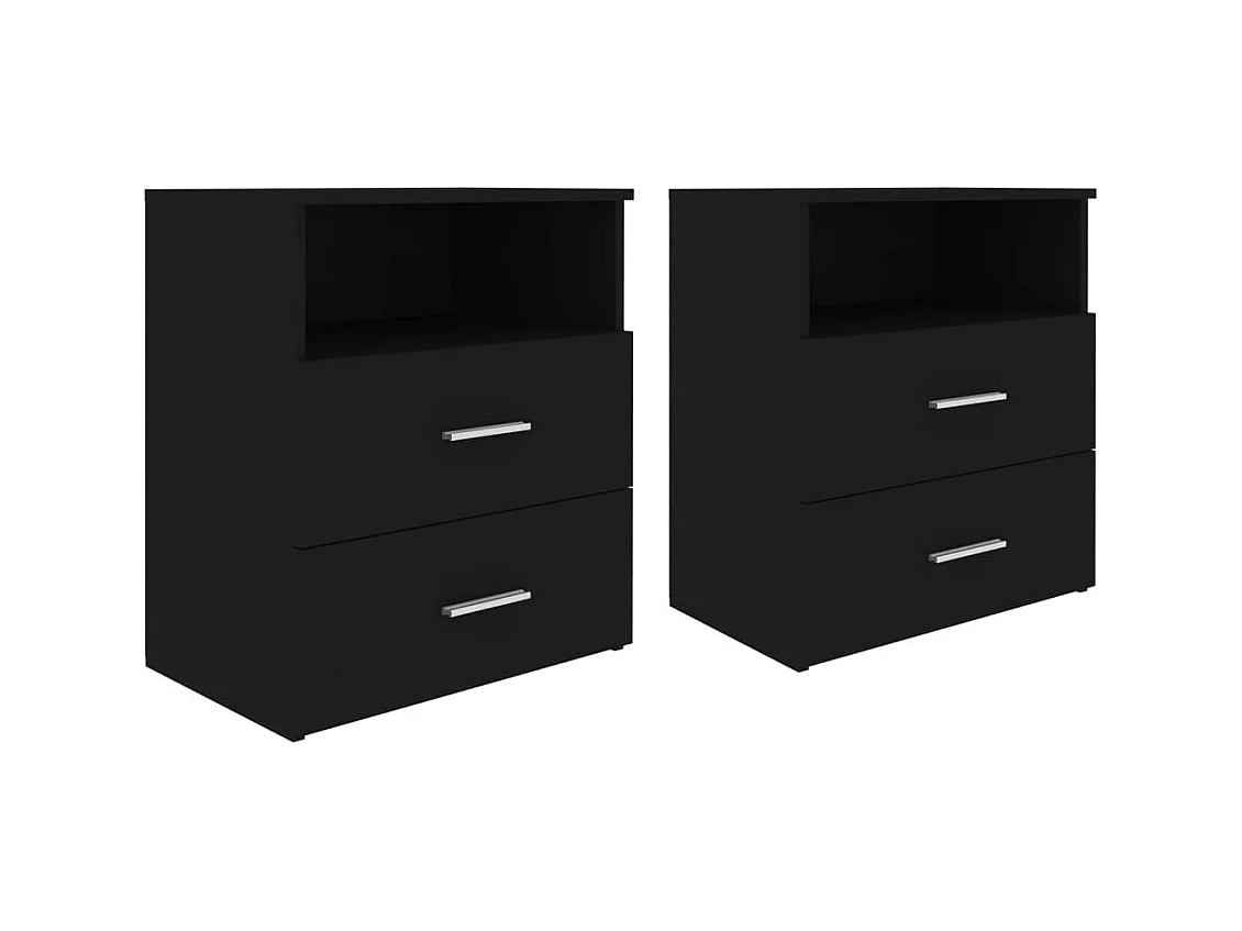Comodini 2 pz Nero 50x32x60 cm
