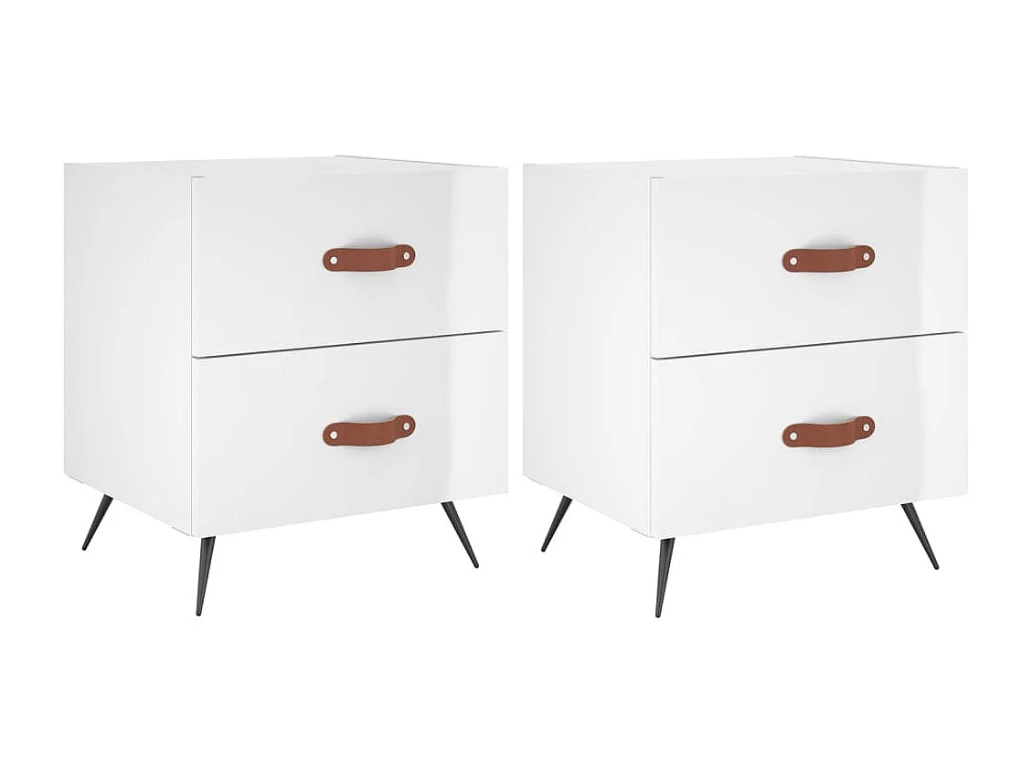 Nachtkastjes 2 stuks glanzend wit 40x35x47,5 cm