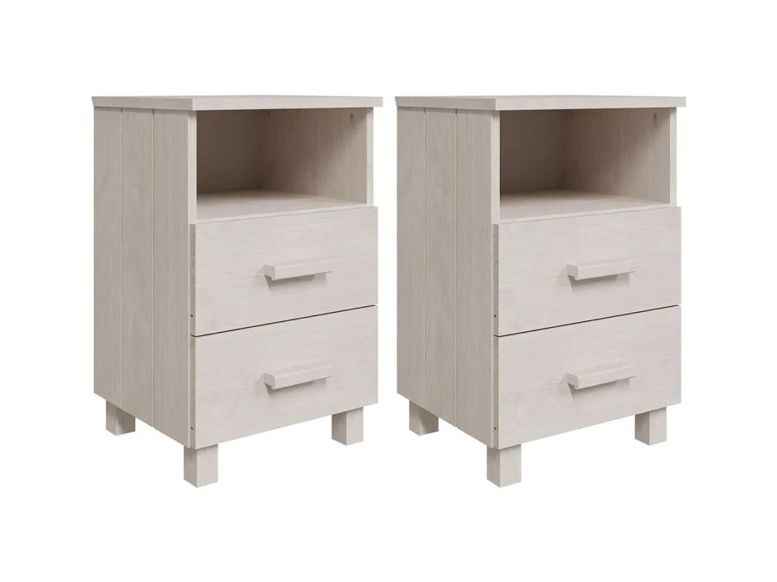 Comodini HAMAR 2 pz Bianco 40x35x62 cm Legno massello