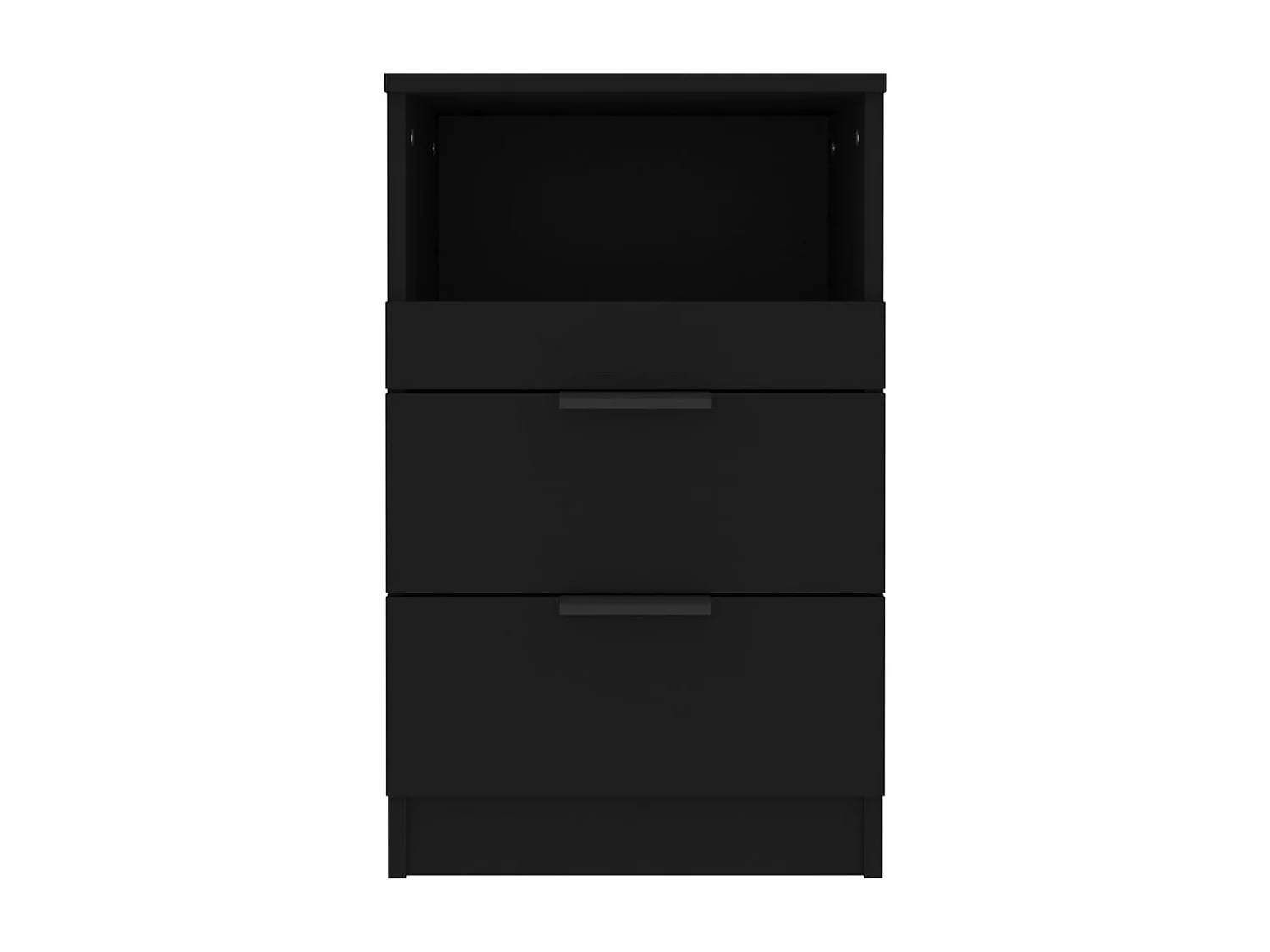 Mesita de noche de madera contrachapada negra