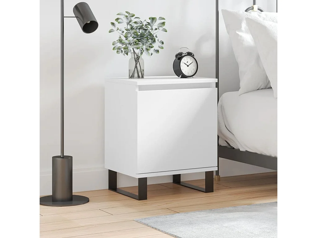 Table de chevet blanc 40x30x50 cm bois d’ingénierie