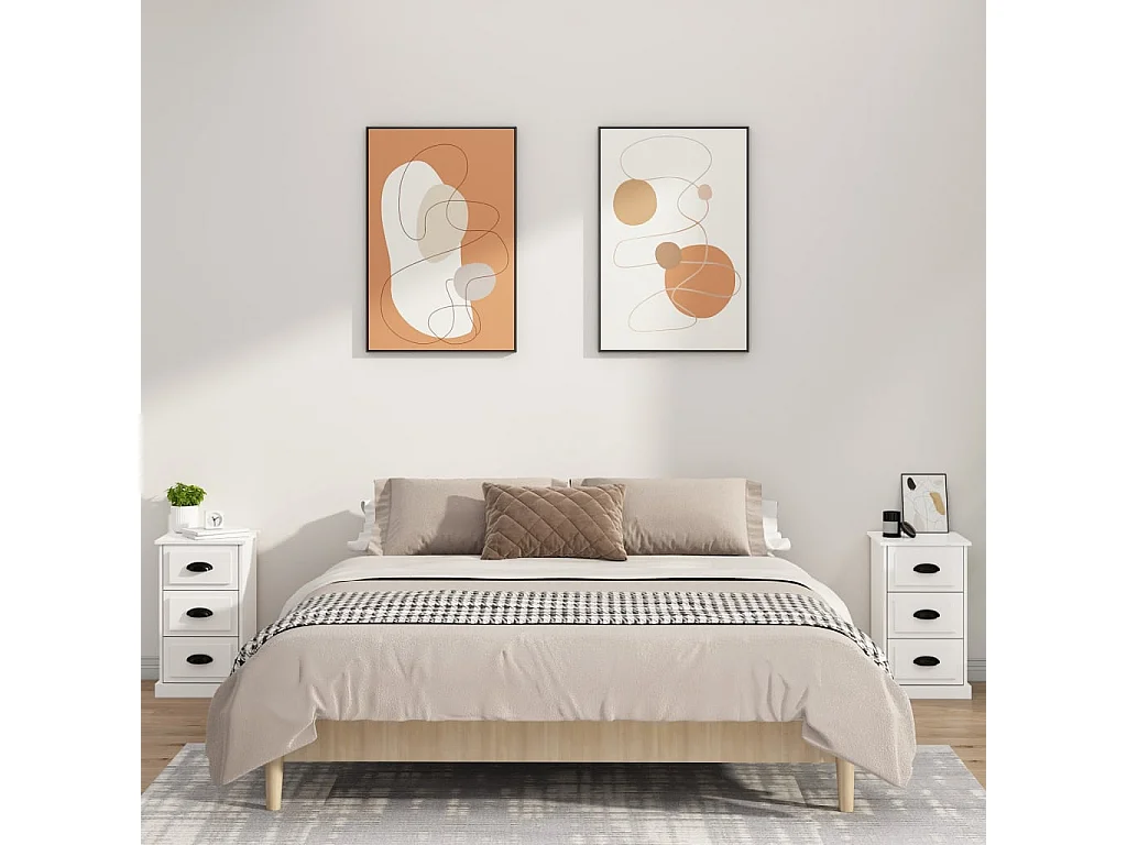 Comodino bianco lucido 39x39x67 cm in MDF