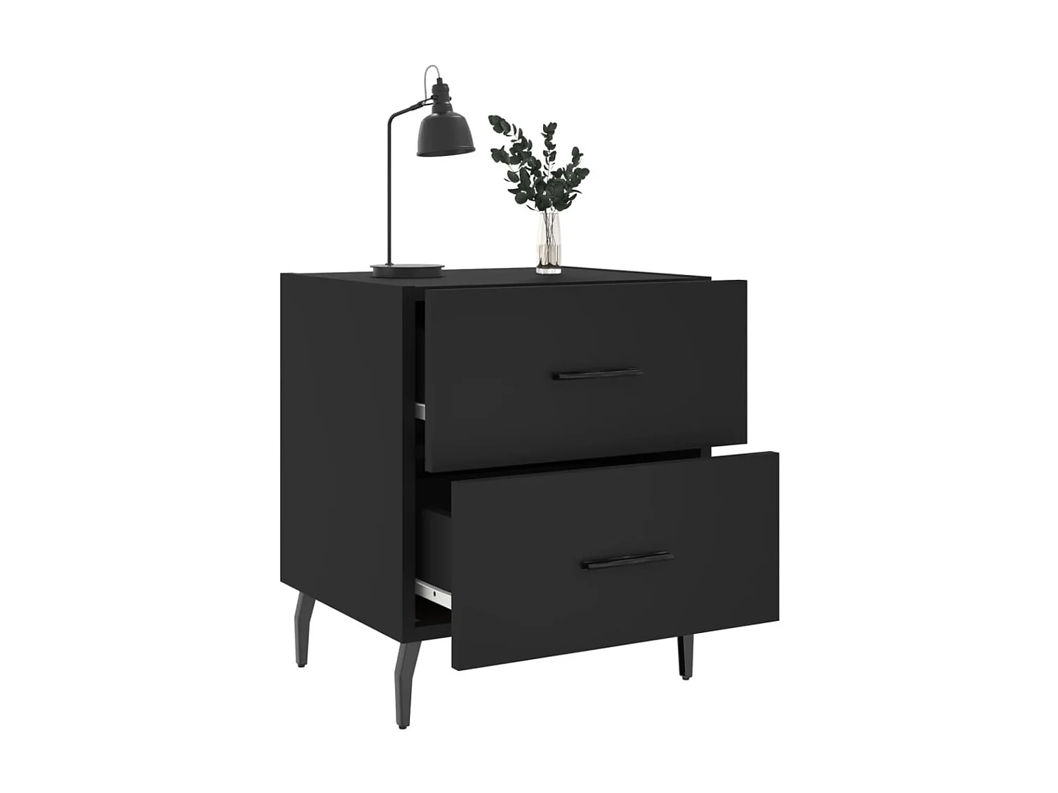 Nachtkastjes 2 stuks zwart 40x35x47,5 cm samengesteld hout