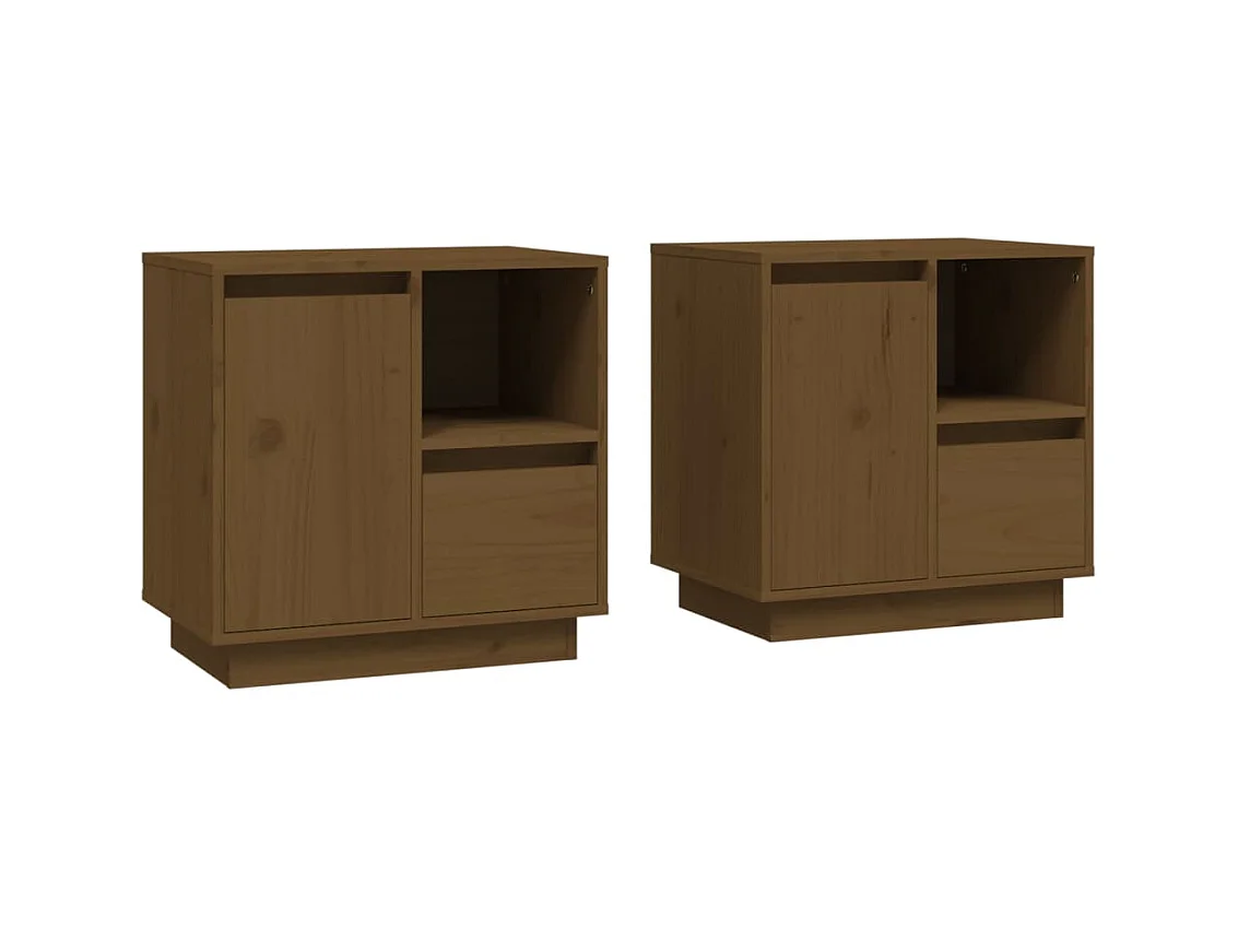 Tables de chevet 2pcs Marron miel 50x34x50cm Bois de pin massif