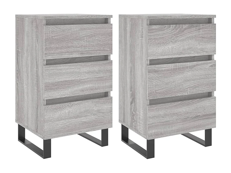 Comodini 2 pz sonoma grigio 40x35x69 cm in derivati del legno