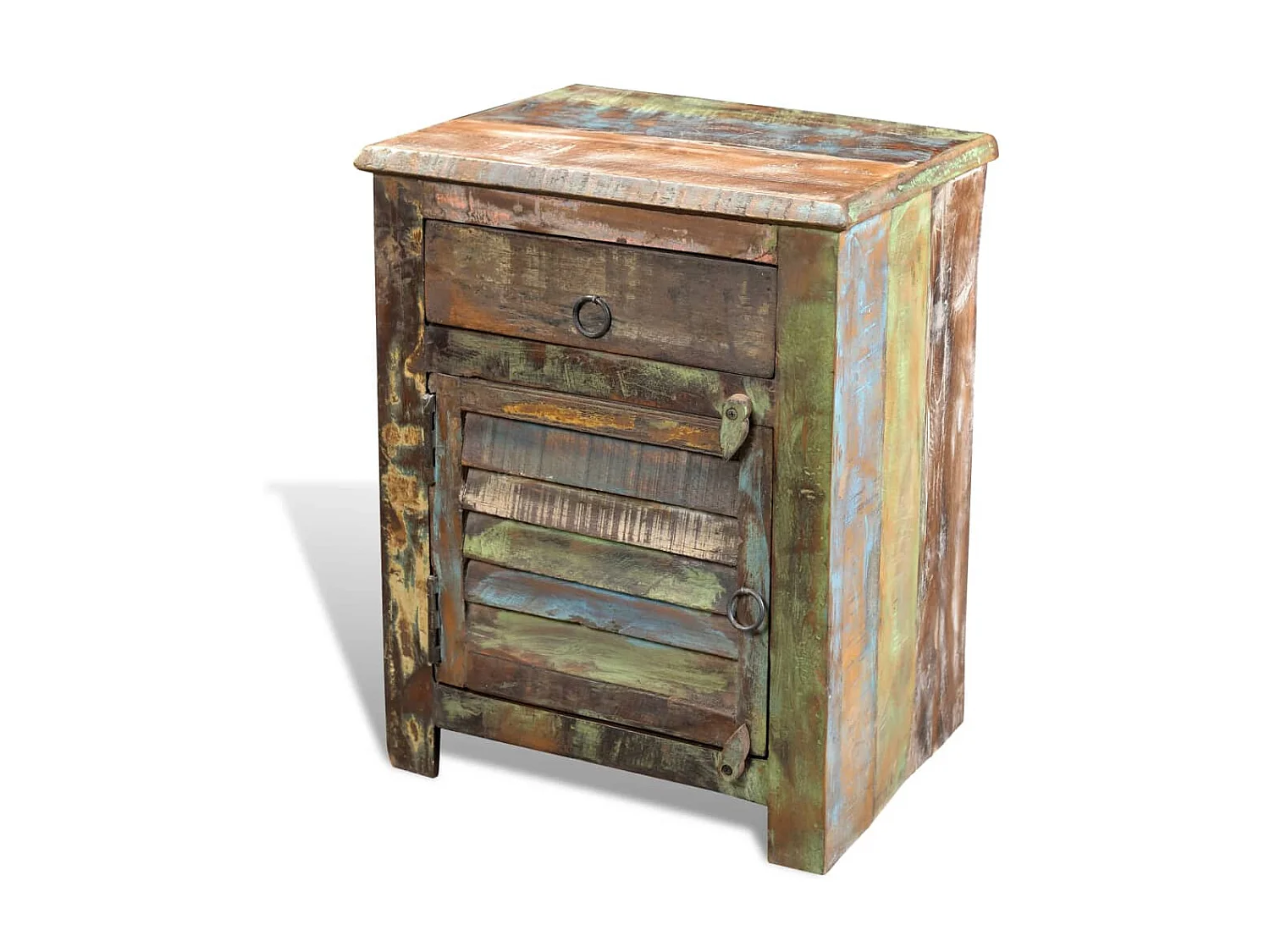 Mesa de rincón con 1 cajón y 1 puerta Madera recuperada