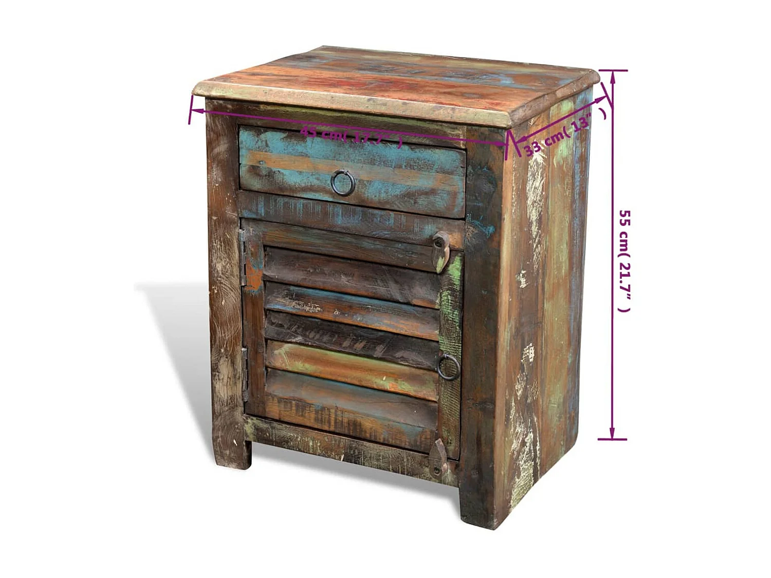 Mesa de rincón con 1 cajón y 1 puerta Madera recuperada