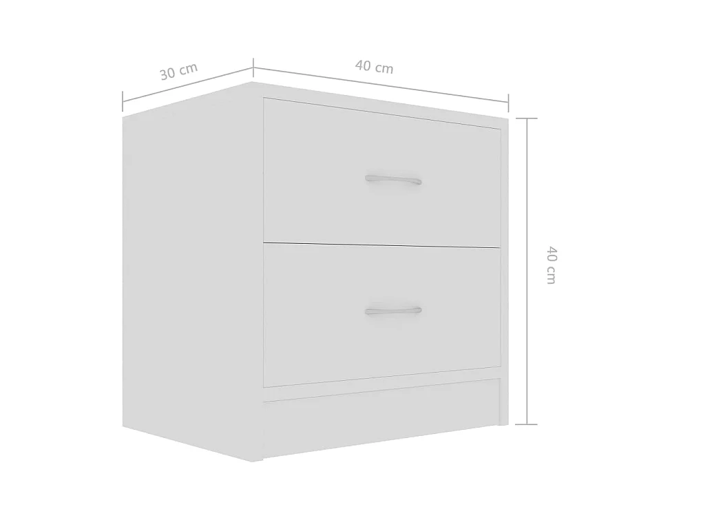 Tables de chevet 2 pcs Blanc 40x30x40 cm Bois d'ingénierie