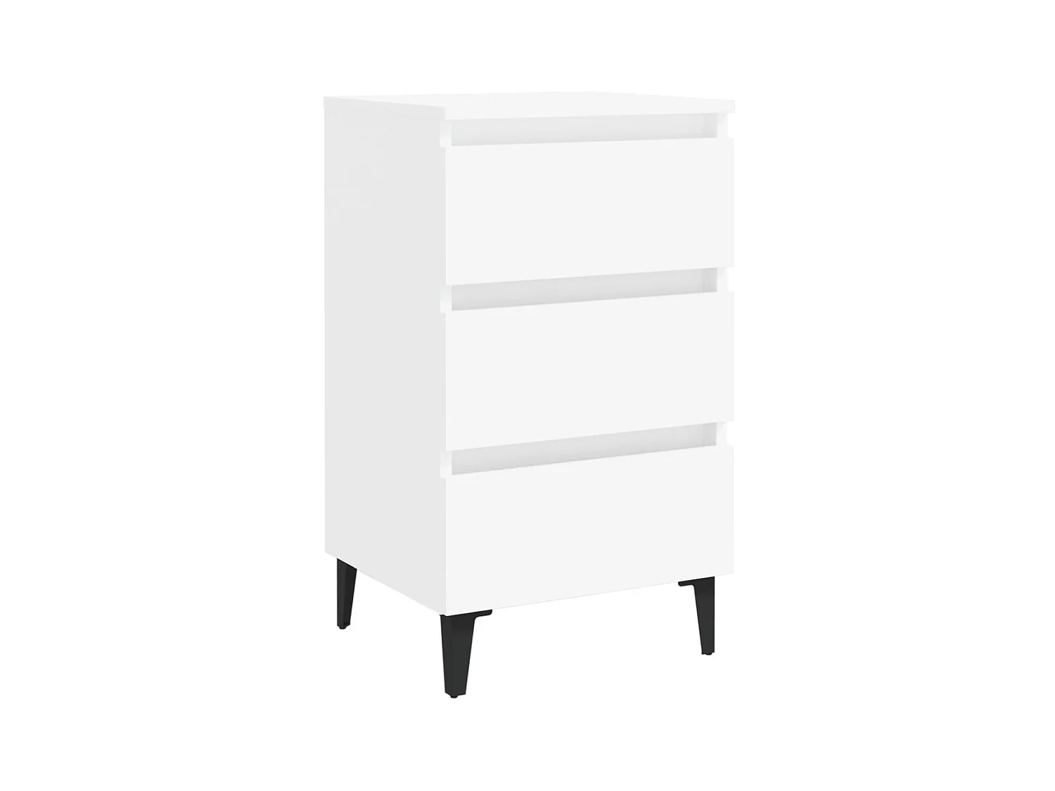 Comodino con gambe in metallo Bianco 40x35x69 cm