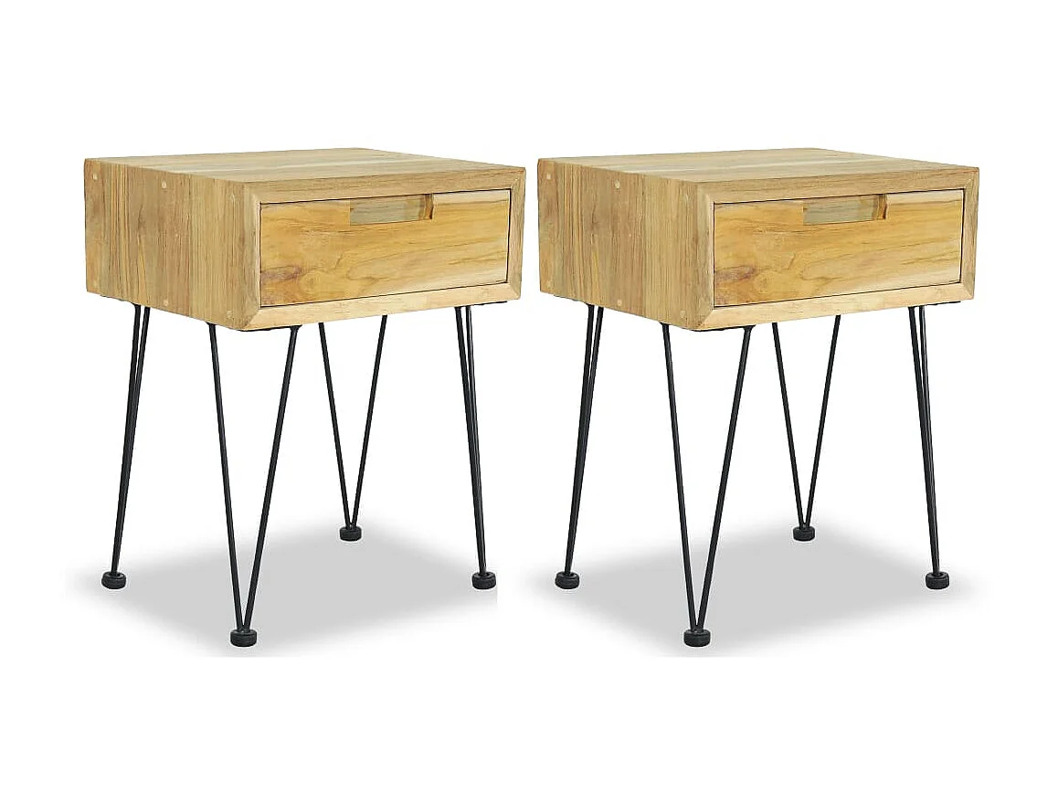Tables de chevet 2 pcs 40x30x50 cm teck massif