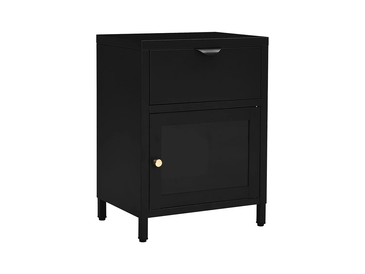 Table de chevet Noir 40x30x54,5 cm Acier et verre