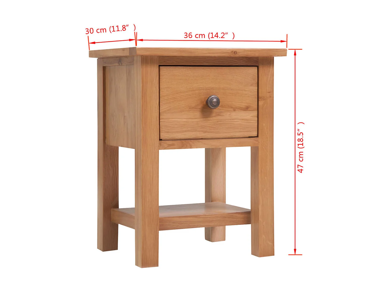 Table de chevet 36 x 30 x 47 cm Bois de chêne massif