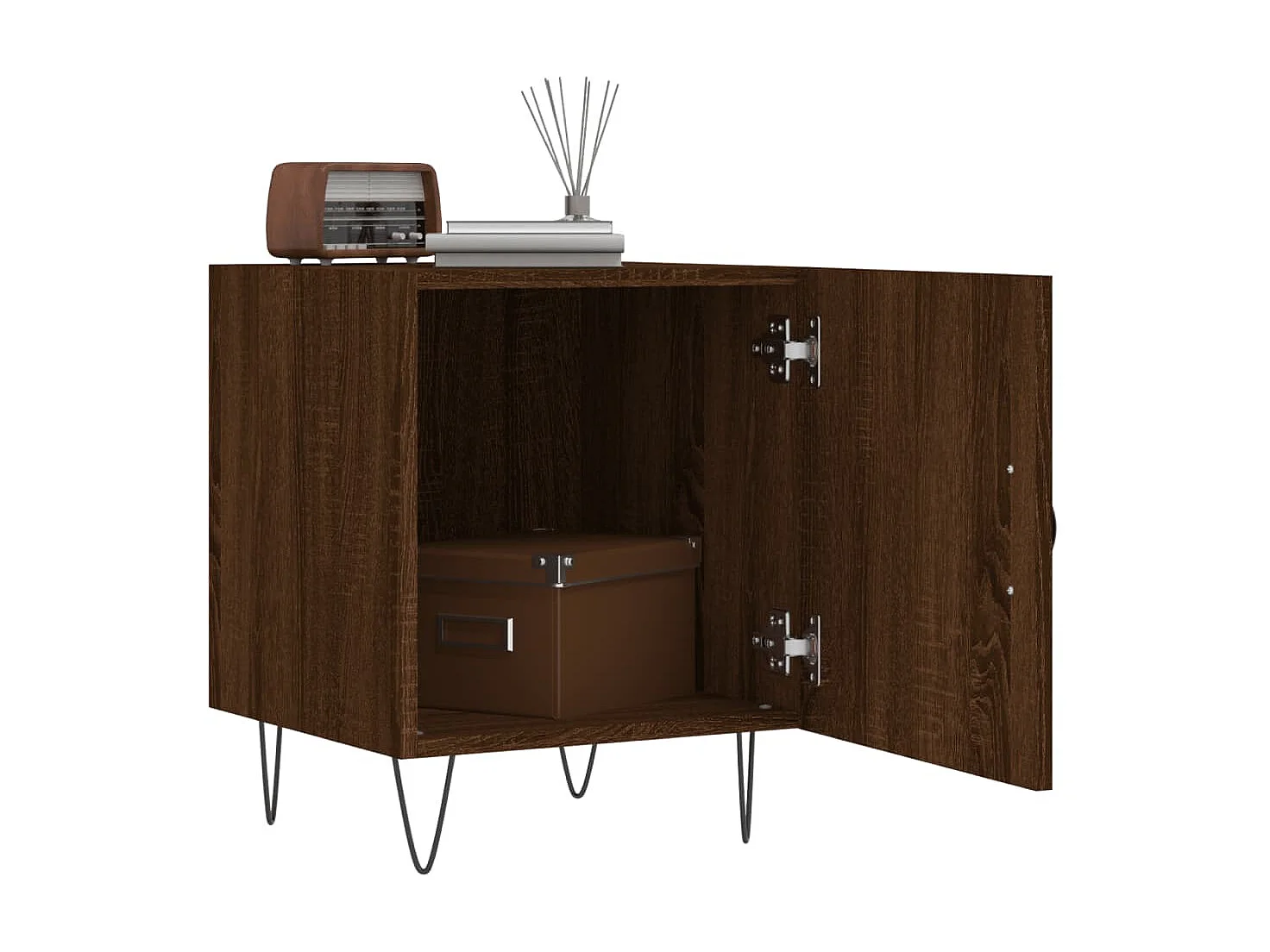 Table de chevet chêne marron 40x40x50 cm bois d’ingénierie