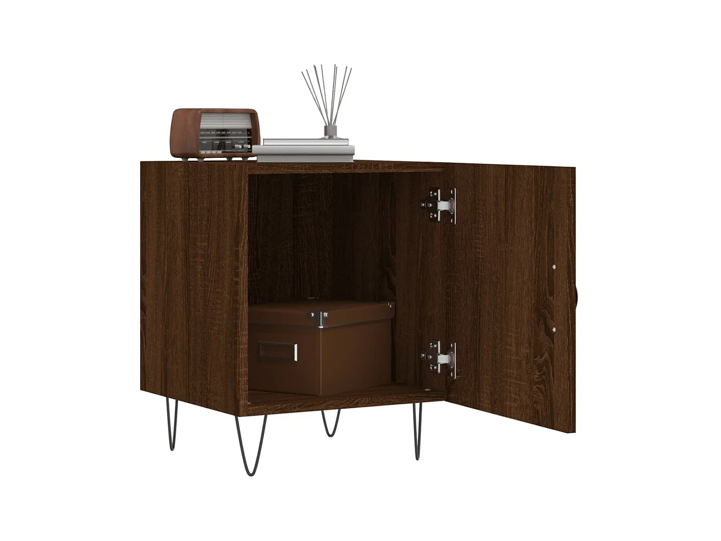 Comodino in rovere marrone 40x40x50 cm in multistrato