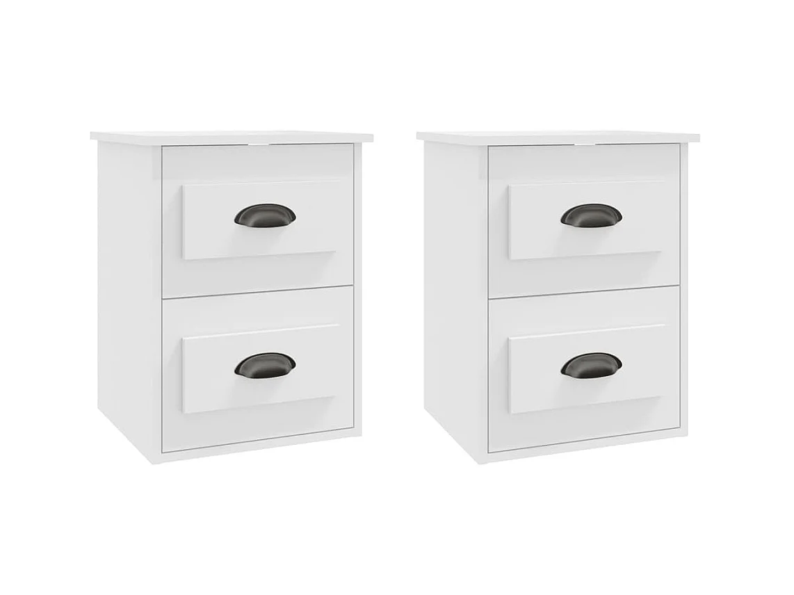 Tables de chevet murales 2 pcs blanc 41,5x36x53 cm