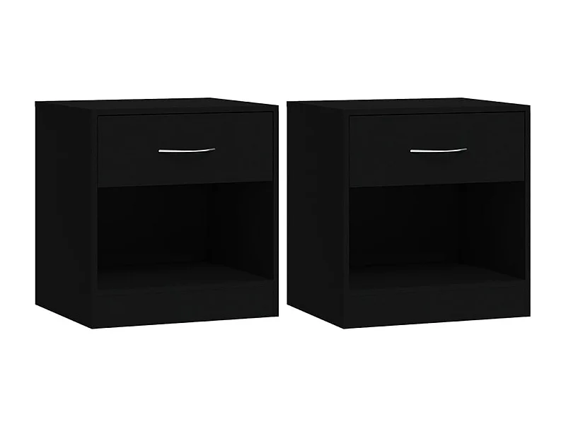 2 mesitas de noche con cajón Negro
