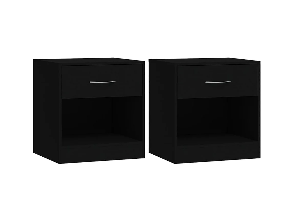 Tables de chevet 2 pcs avec tiroir Noir