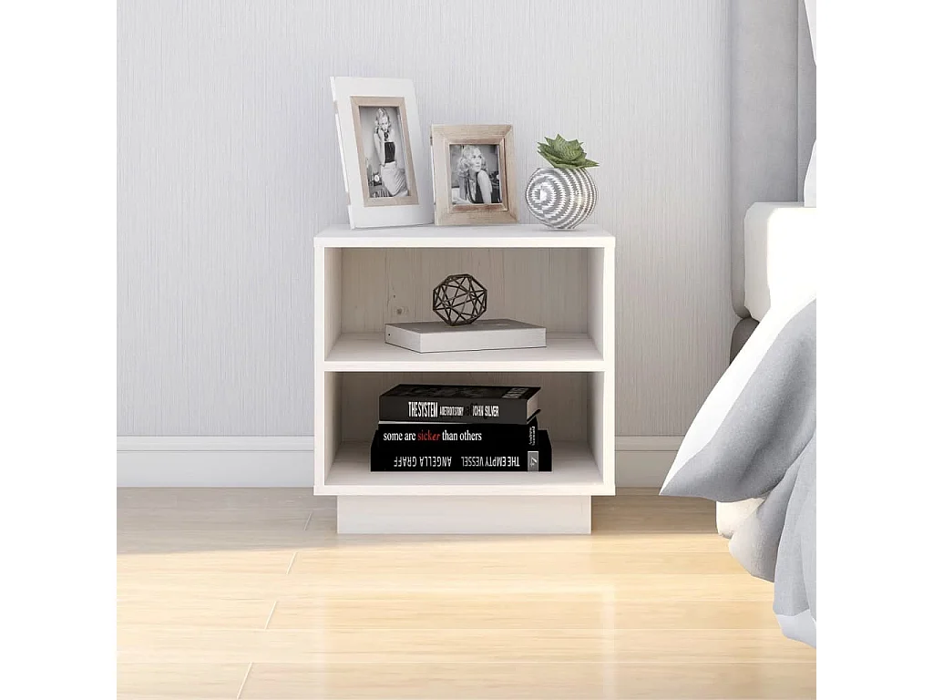 Comodini 2 pz Bianco 40x34x40 cm Legno di pino massiccio