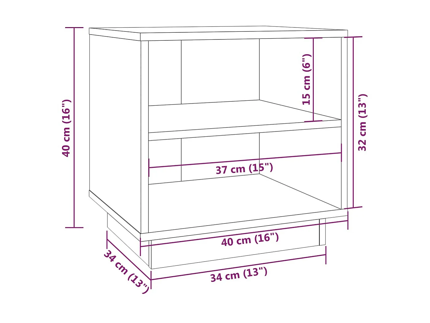 Comodini 2 pz Bianco 40x34x40 cm Legno di pino massiccio