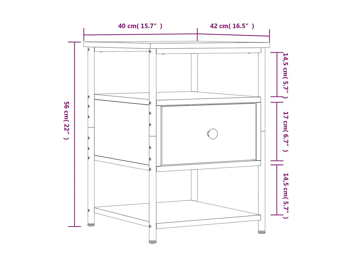 Tables de chevet 2 pcs noir 40x42x56 cm bois d’ingénierie