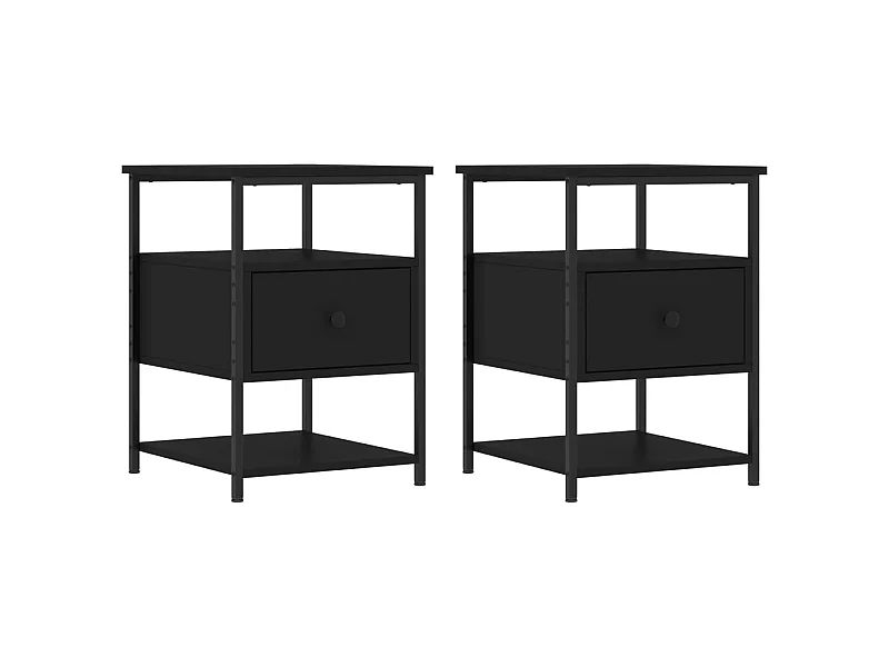 Tables de chevet 2 pcs noir 40x42x56 cm bois d’ingénierie