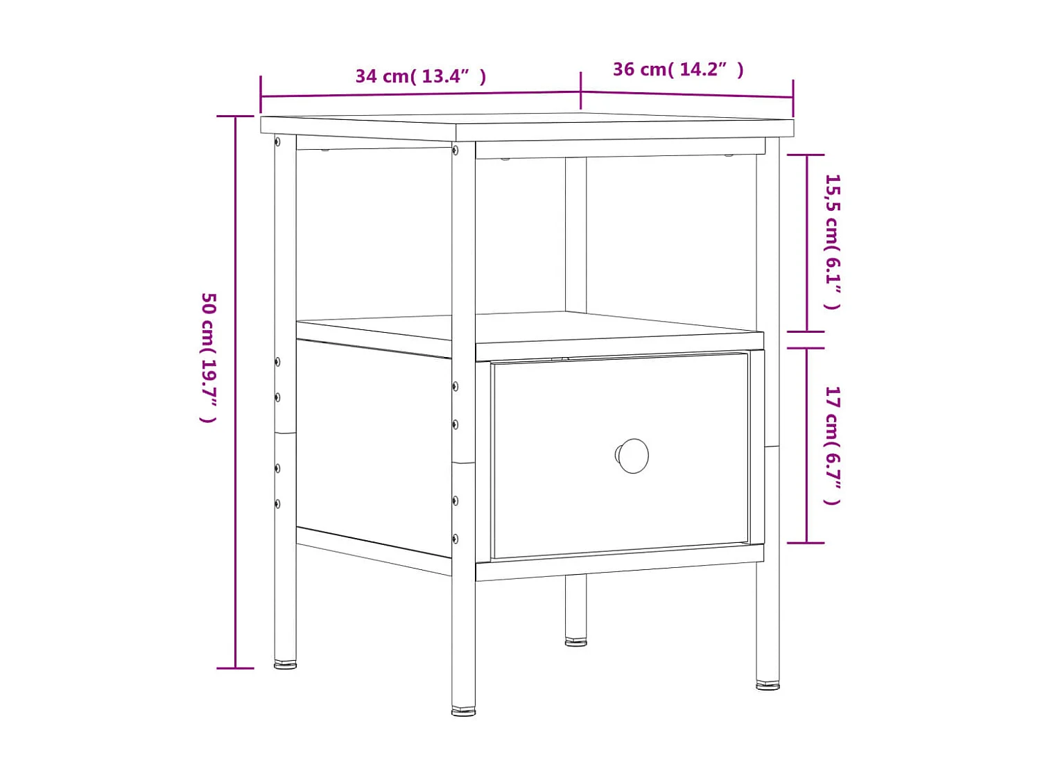 Tables de chevet 2 pcs chêne sonoma 34x36x50 cm bois ingénierie
