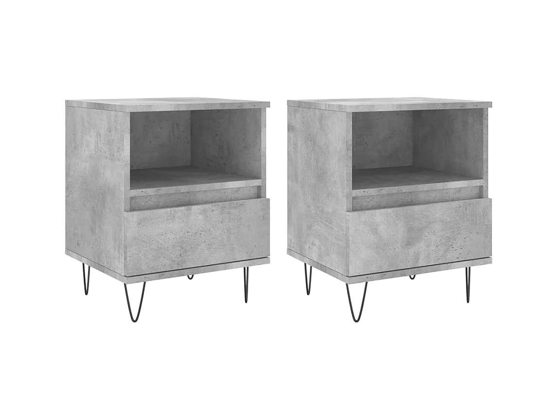 Comodini 2 pezzi grigio cemento 40x35x50 cm in multistrato