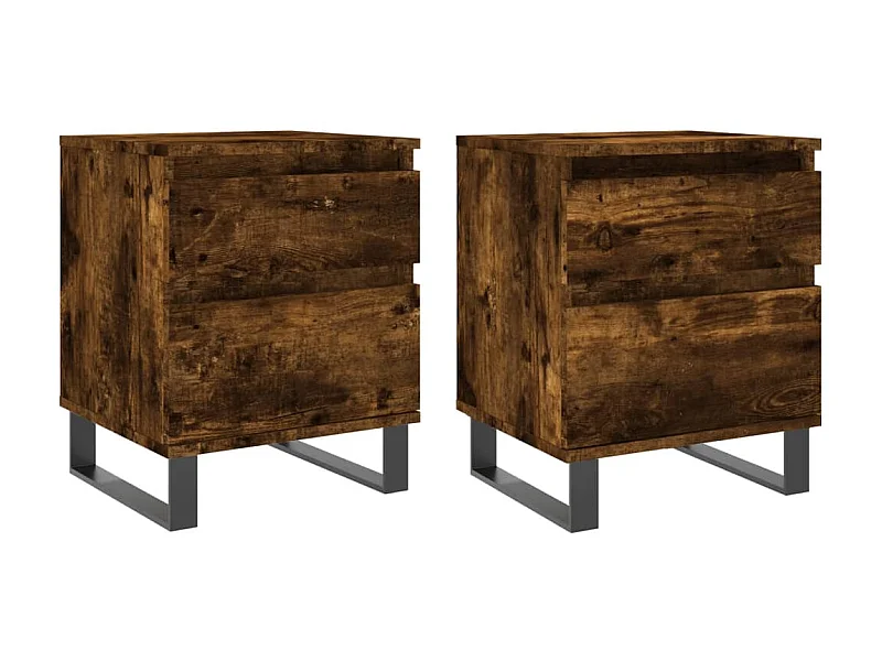 Mesitas de noche 2 piezas roble ahumado 40x35x50 cm madera contrachapada