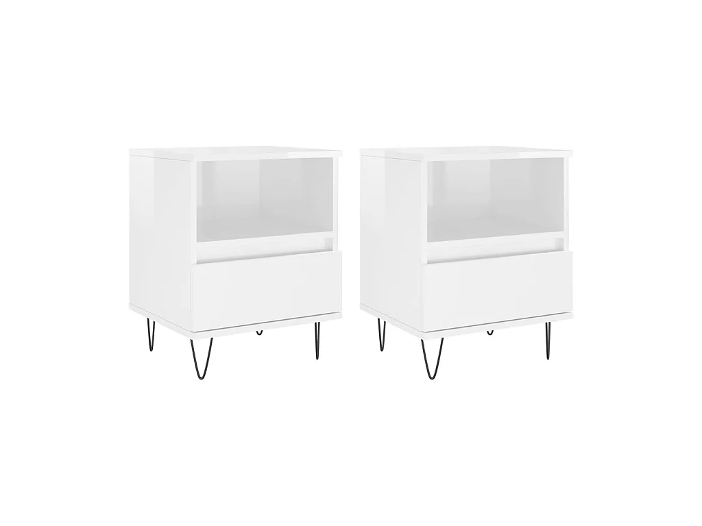 Nachtkastjes 2 stuks glanzend wit 40x35x50 cm