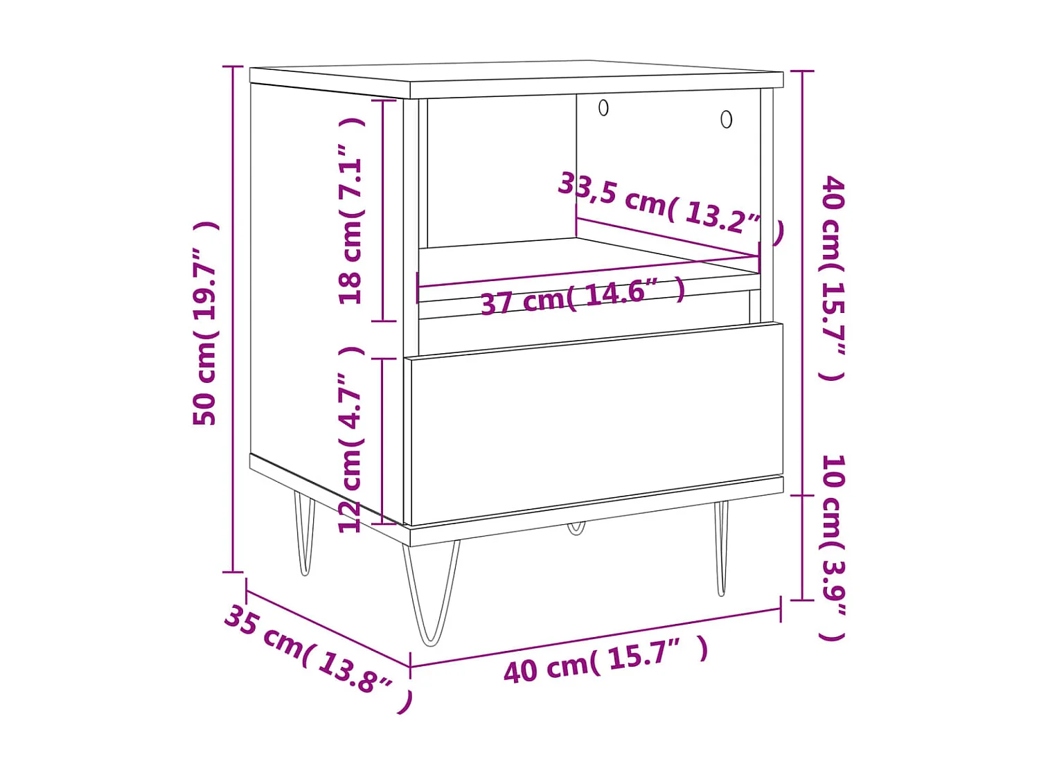 Tables de chevet 2 pcs blanc brillant 40x35x50 cm