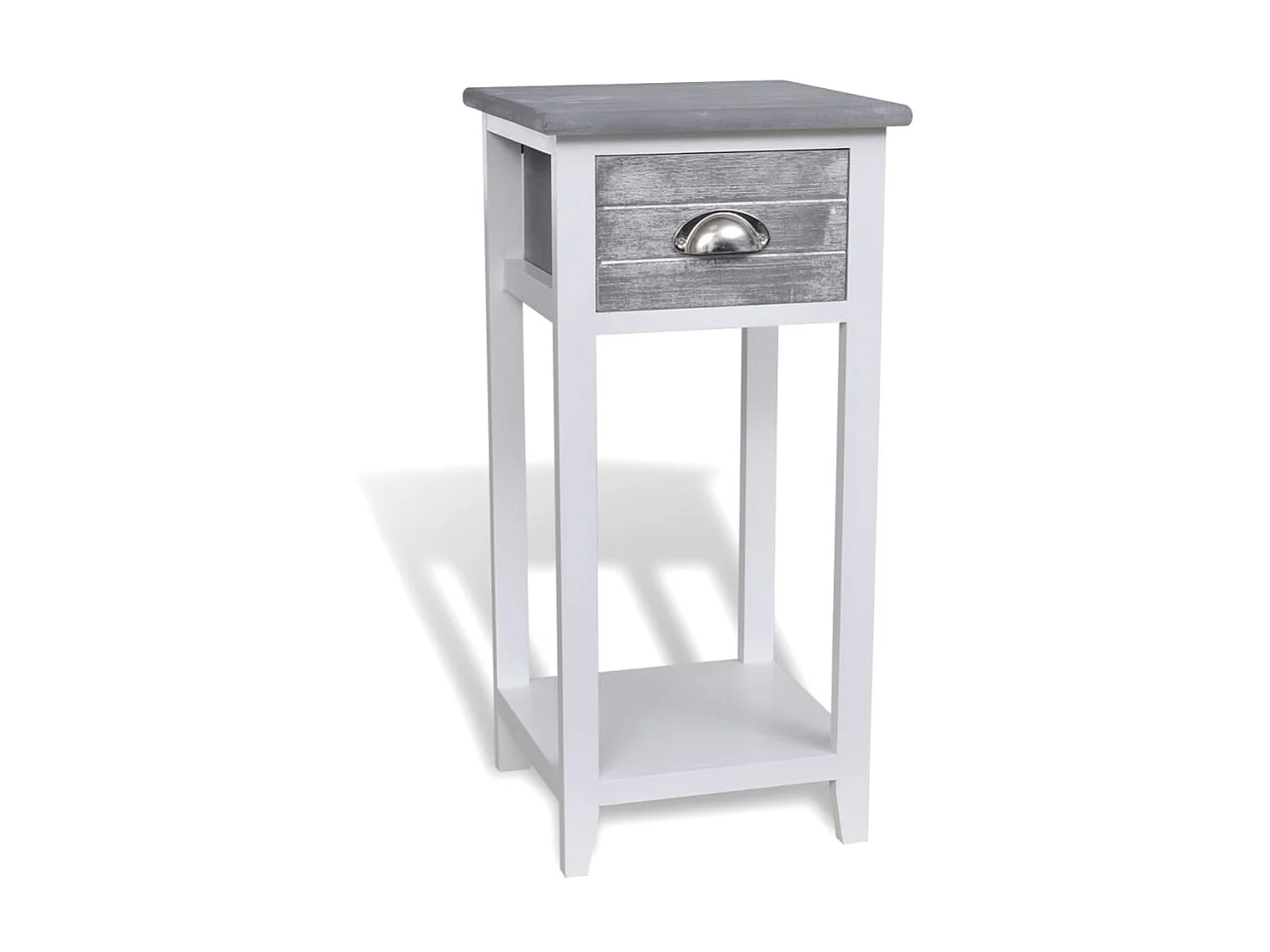 Table de chevet avec 1 tiroir Gris et blanc