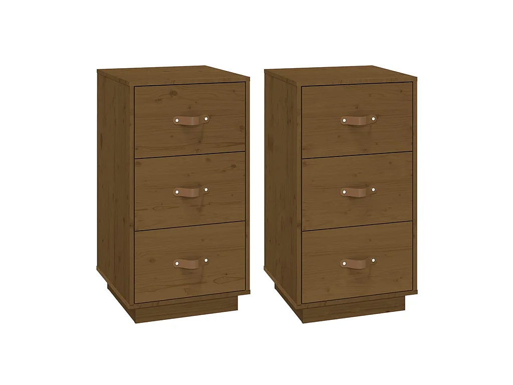 Tables de chevet 2pcs Marron miel 40x40x75cm Bois de pin massif