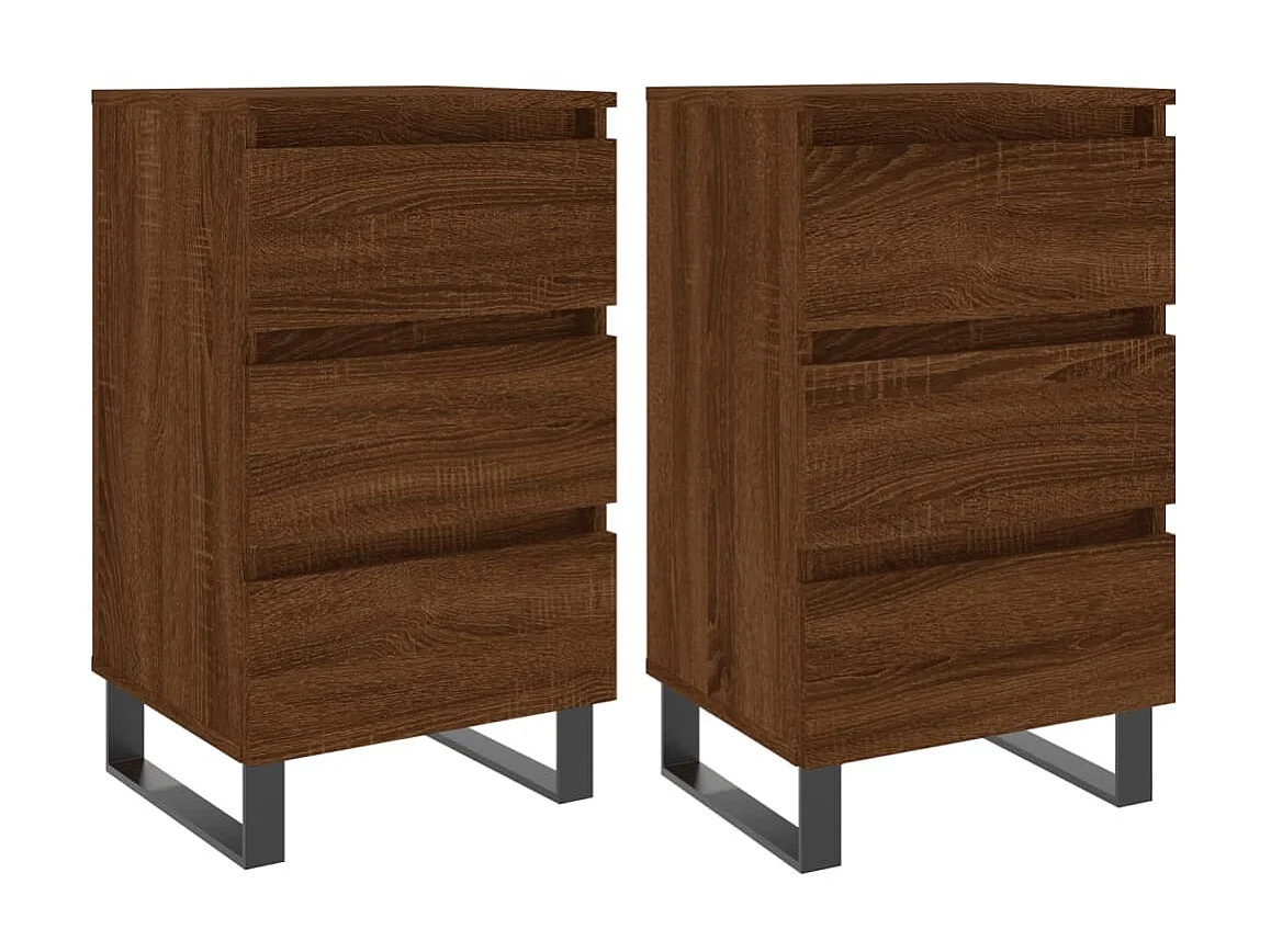 Mesas de cabeceira 2 peças carvalho castanho 40x35x69 cm madeira trabalhada