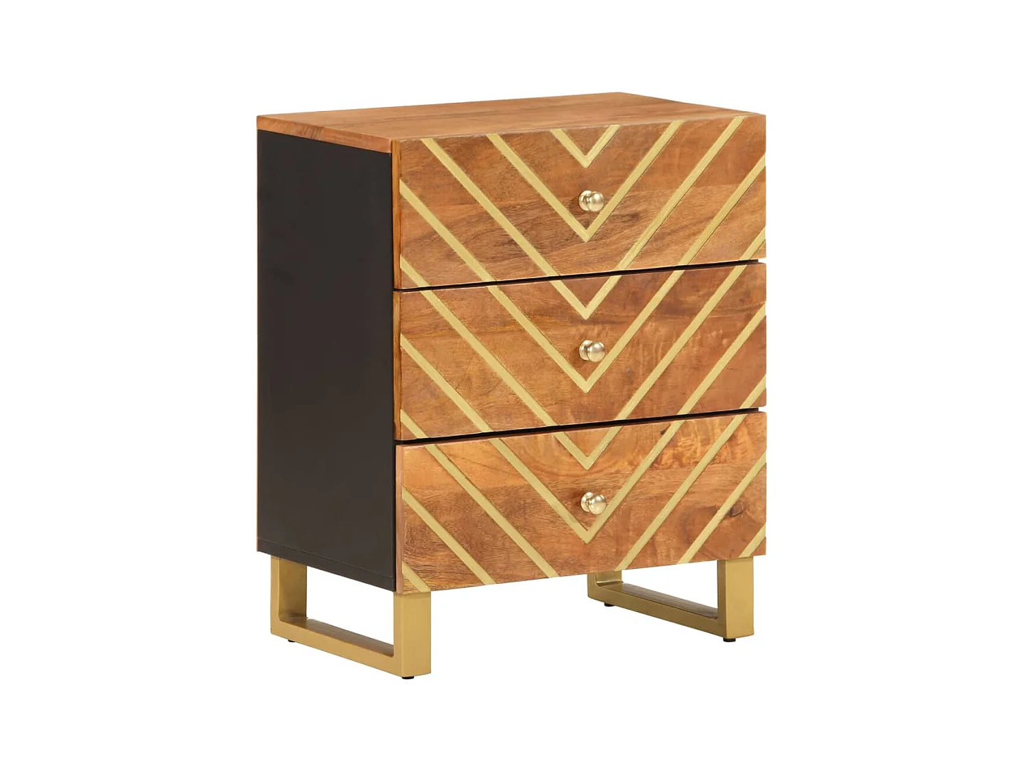 Table de chevet marron et noir 50x33x60 cm bois manguier solide