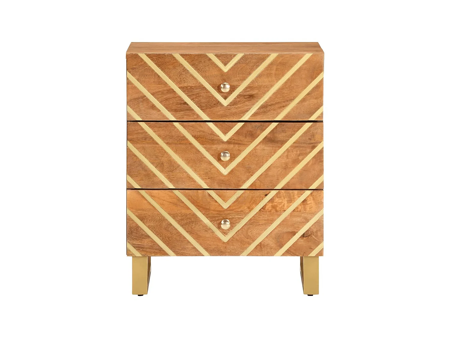 Comodino marrone e nero 50x33x60 cm in legno massello di mango