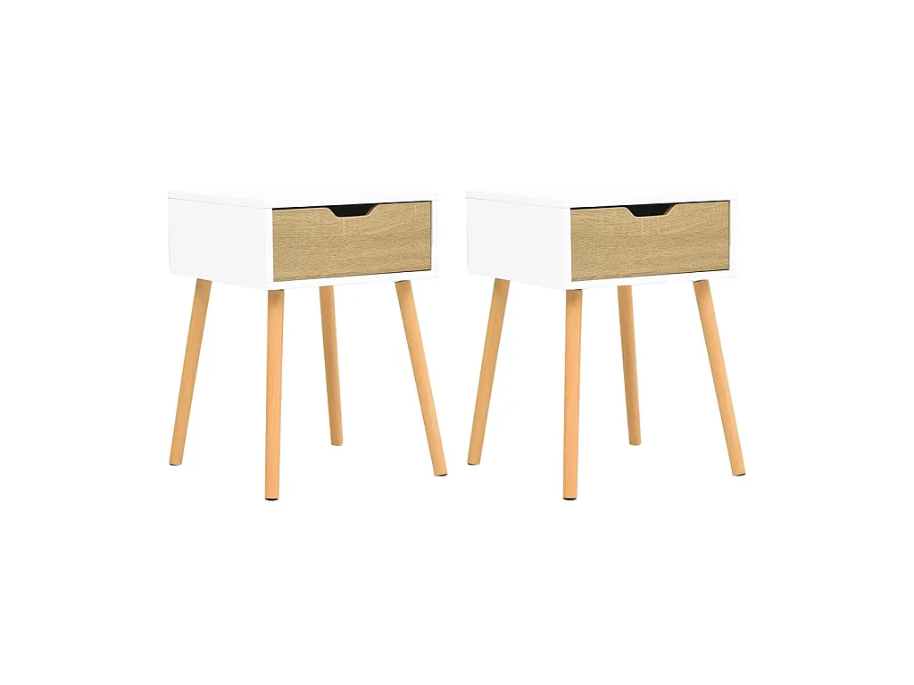Tables de chevet 2 pcs Blanc/chêne sonoma 40x40x56 cm Aggloméré