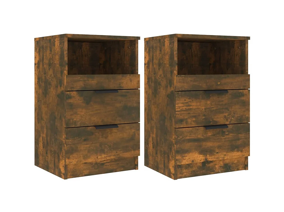 Tables de chevet 2 pcs Chêne fumé Bois d'ingénierie