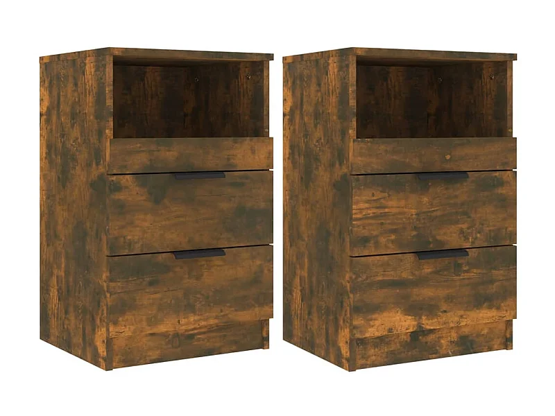 Nachtkastjes 2 stuks Gerookt eiken Bewerkt hout