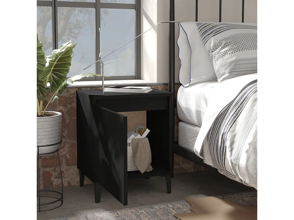 Nachtkastjes met metalen poten 2 stuks Zwart 40x30x50 cm