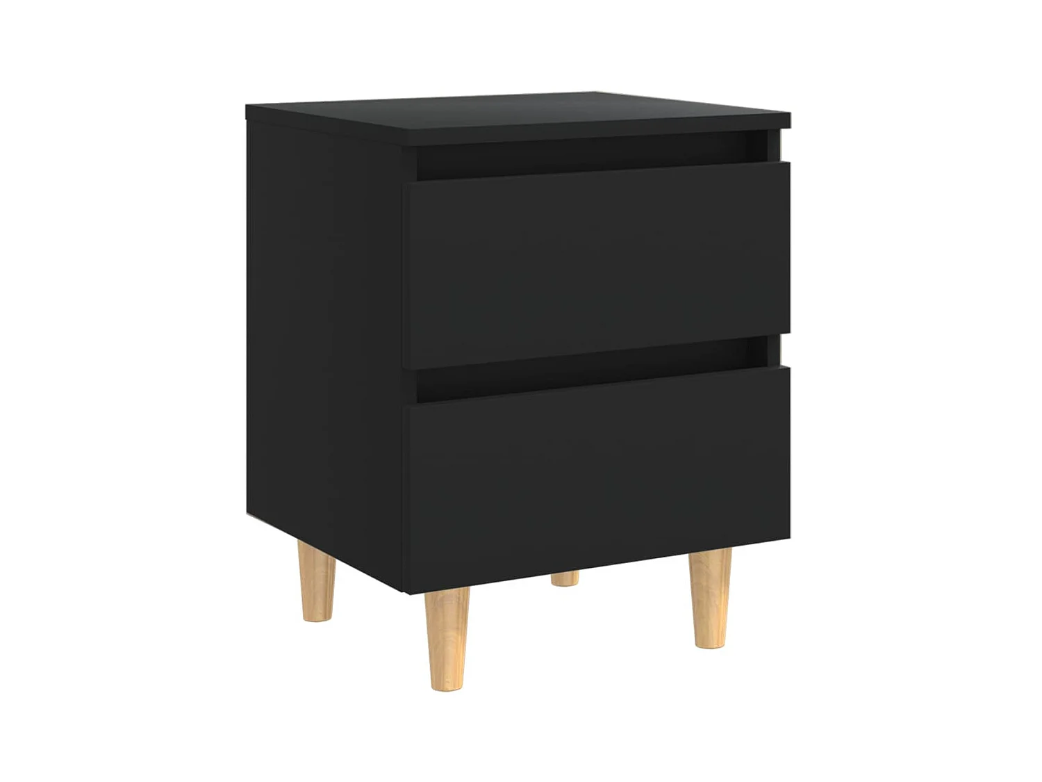 Comodino con gambe in pino Nero 40x35x50 cm