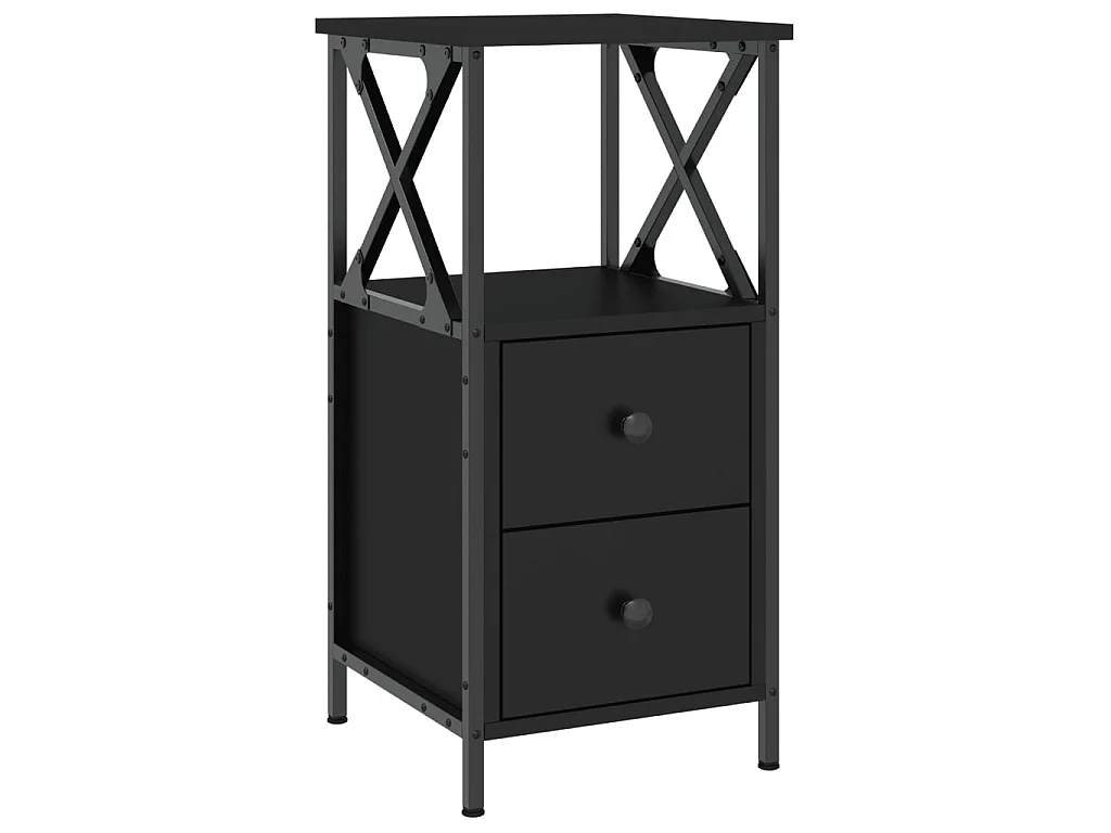 Comodino nero 34x35,5x70 cm in derivati del legno