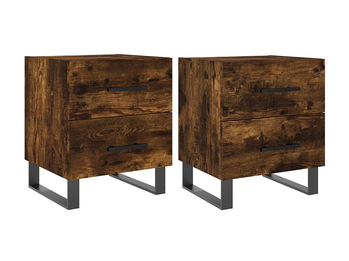 Tables de chevet 2pcs chêne fumé 40x35x47,5cm bois d’ingénierie