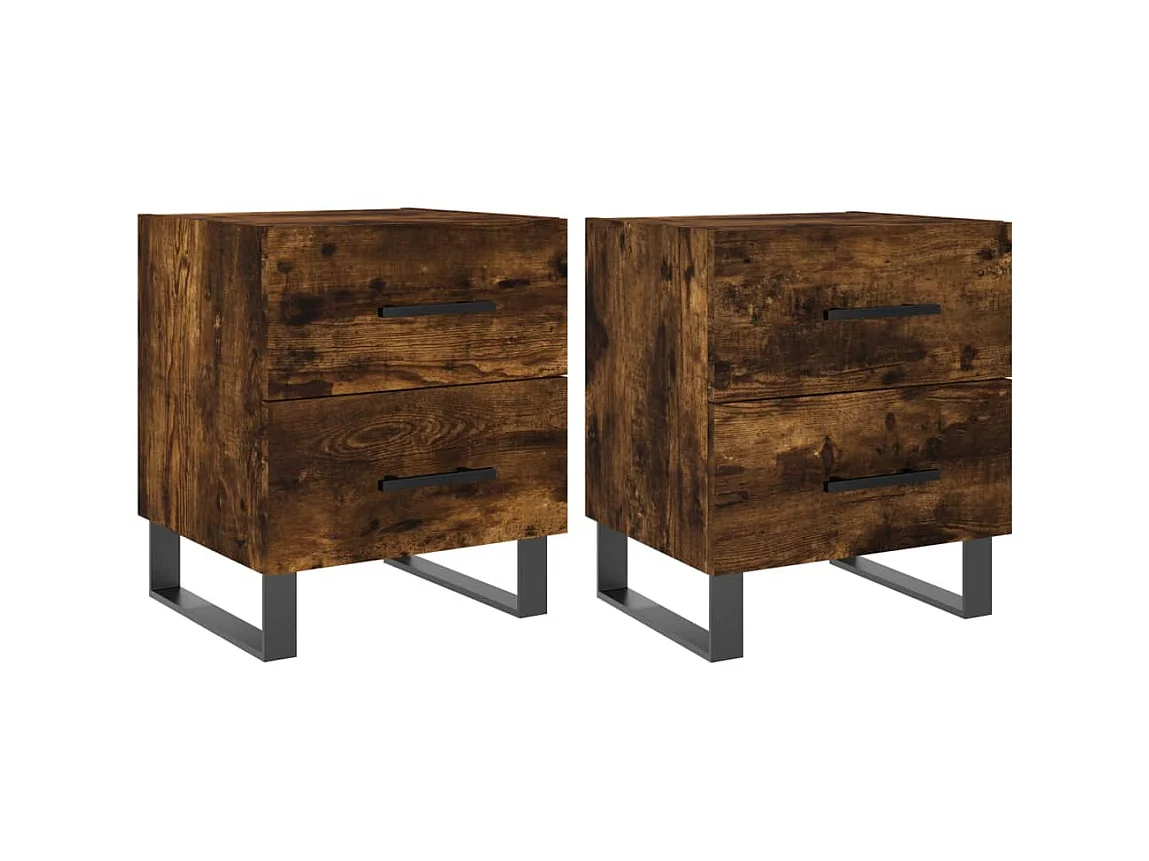 Comodini 2 pezzi in rovere affumicato 40x35x47,5 cm in MDF