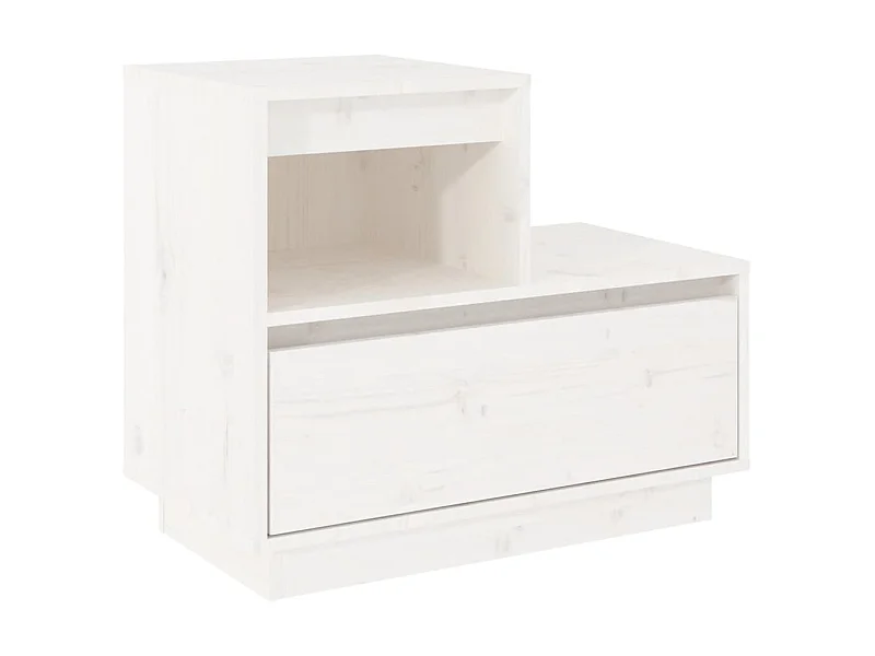 Table de chevet Blanc 60x34x51 cm Bois de pin solide