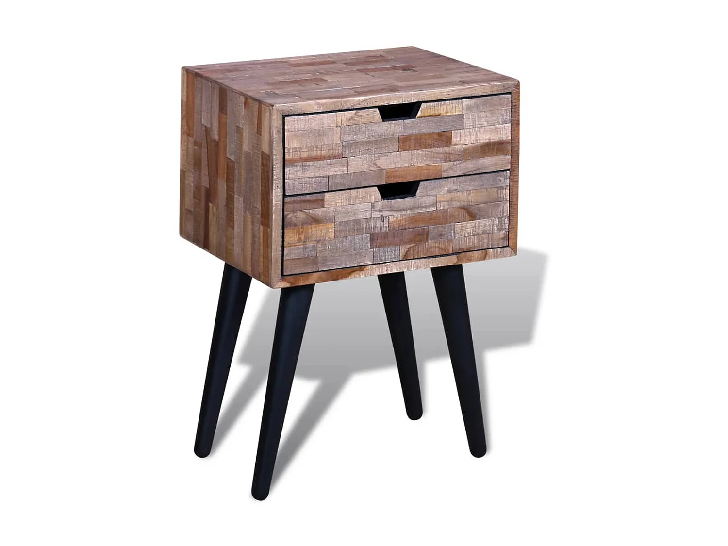 Mesa de cabeceira com 2 gavetas Madeira teca reciclada