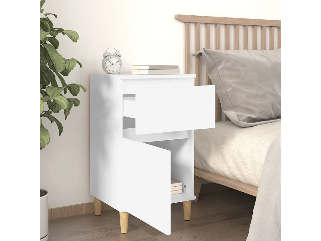 Table de chevet blanc 40x35x70 cm