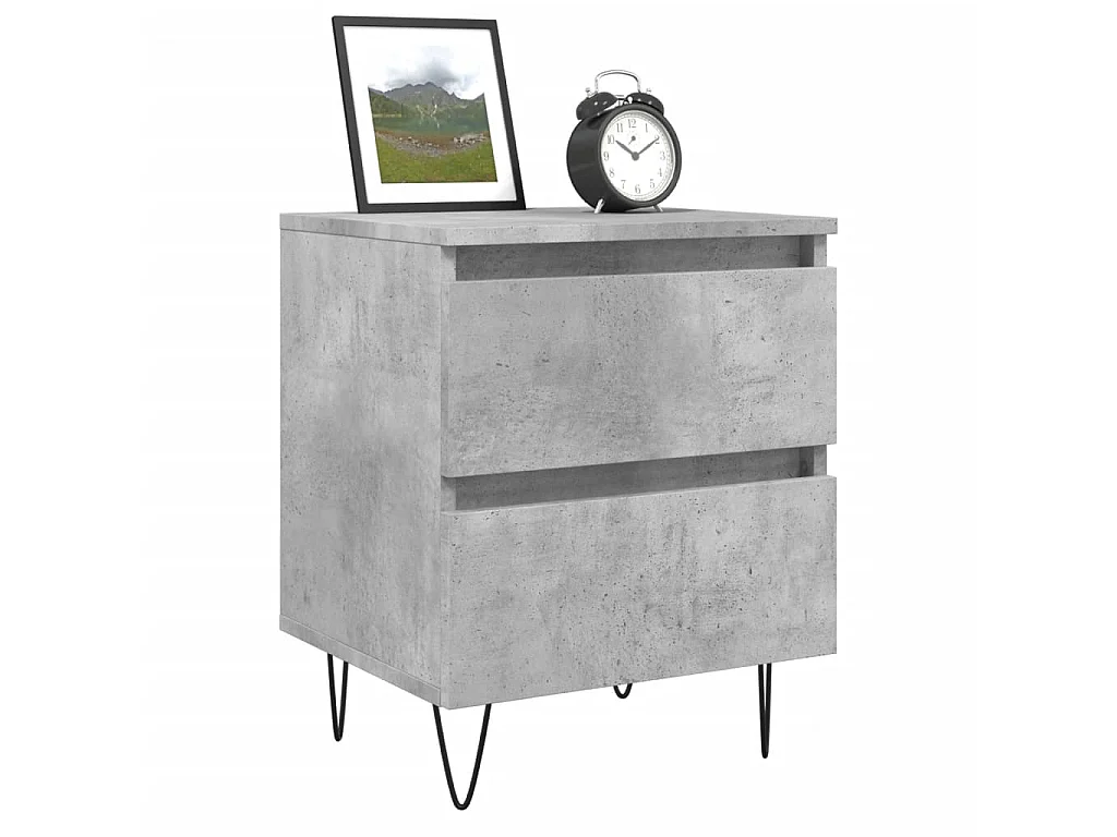 Comodini 2 pezzi grigio cemento 40x35x50 cm in multistrato