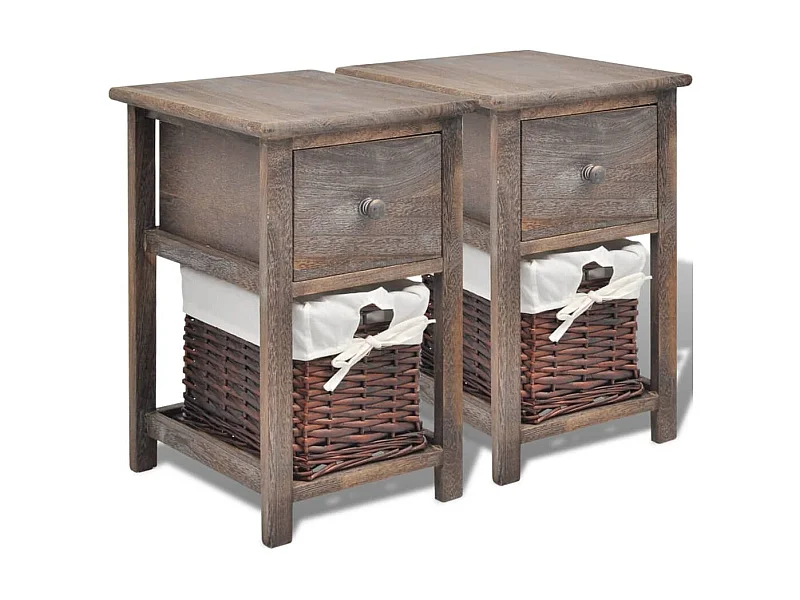 Comodino 2 pz Legno Marrone